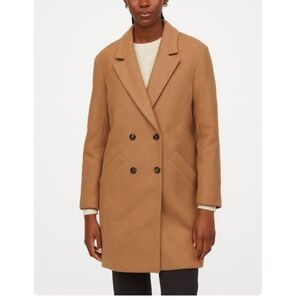 H&M Double-Breasted Wool Blend Manteco Pea Coat Jacket Beige Size 4
